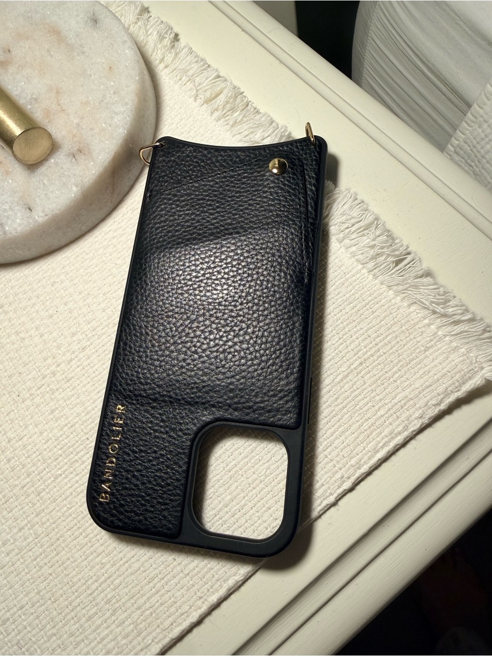 Bandolier Black Leather Phone Case